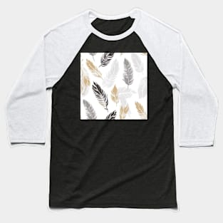 black, gold, white and gray feathers Baseball T-Shirt